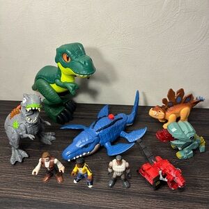 Jurassic World imaginext T-Rex Dinosaur lot with figures +